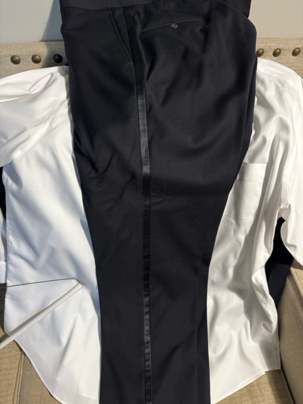 Jos A Bank Black Tuxedo Pants with Satin Stripe 42 dry cleaned.Worn 1x